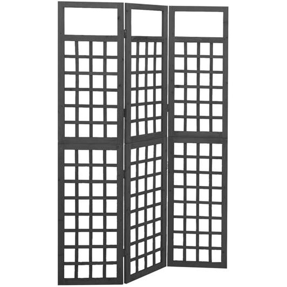 Cloison de séparation à 3 panneaux Bois de pin Noir 121x180 cm