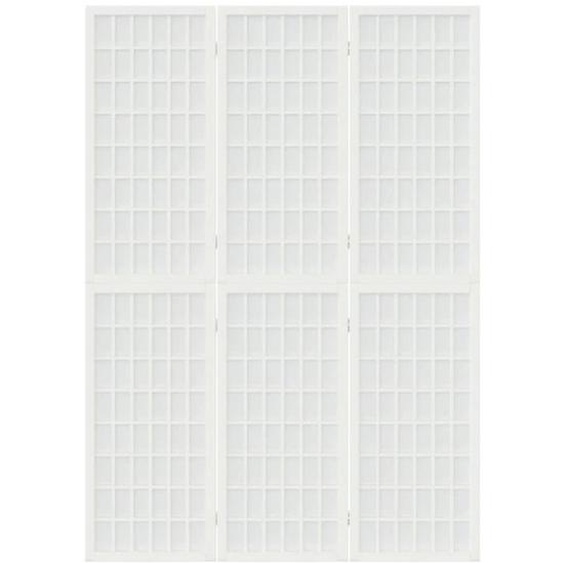 Cloison de séparation - AKOZON - 3 panneaux - 120x170 cm - Bois massif - Blanc