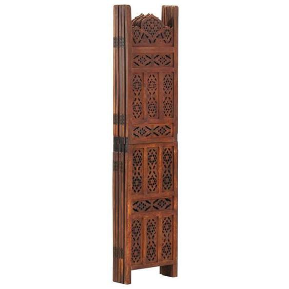 Cloison de séparation - CLOUD - pliable - 5 panneaux - Marron 200x165cm Bois manguier LL78998