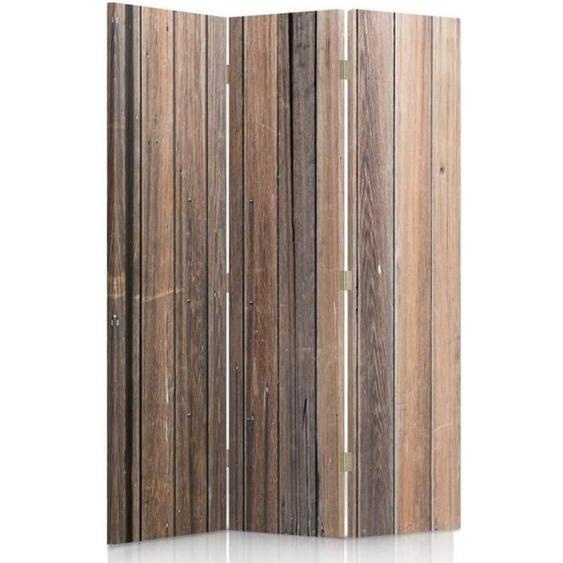 Cloison de séparation Planches Bois 3 Pans 110x170 cm Une face Paravent intérieur sur toile pour la Salon Maison