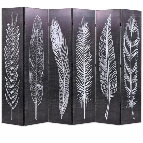 Cloison de séparation pliable 228 x 180 cm Plumes Noir et blanc