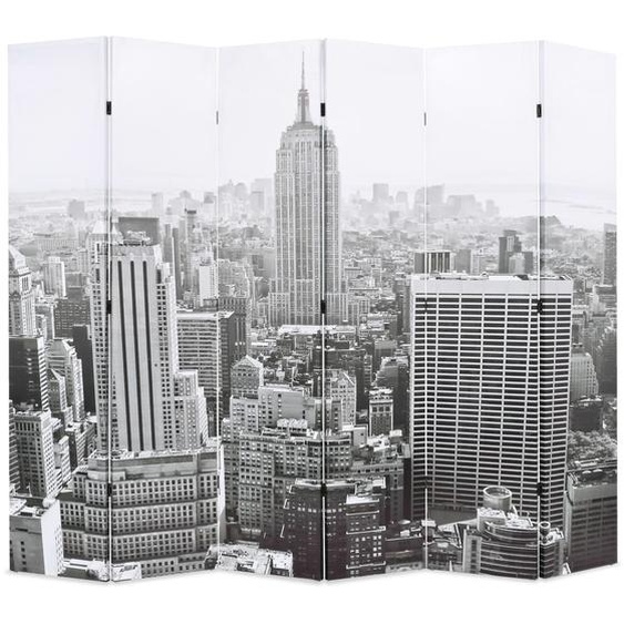 Cloison de séparation pliable 228x170 cm New York Noir et blanc