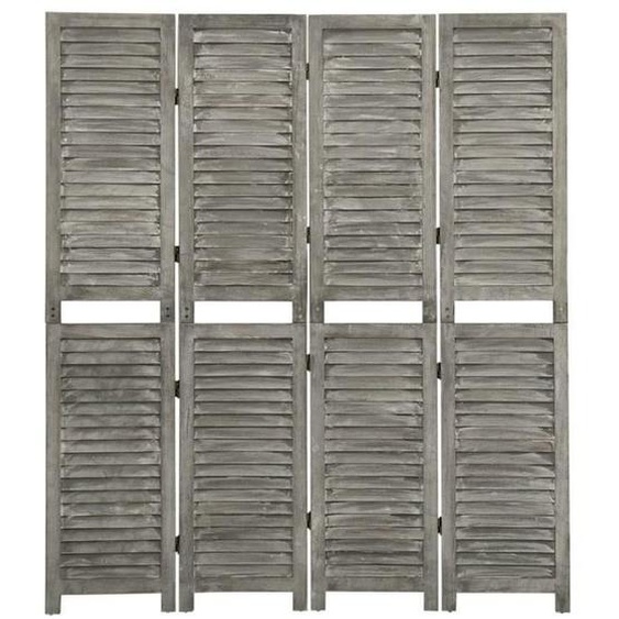 Cloison de séparation - VIDAXL - Gris - Bois de Paulownia solide - Multifonctionnel et pliable
