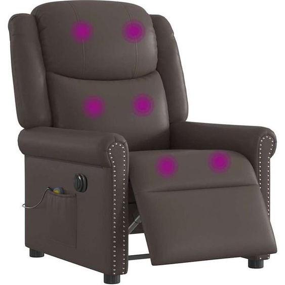 CLORIS Fauteuil Relaxant Massage Electrique Brillant Marron Similicuir - Fauteuil TV 3303417