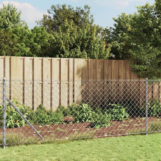 Clôture à mailles losangées avec ancrage argenté 1,1x25 m