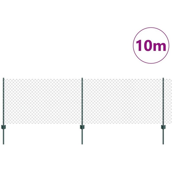Clôture à mailles métalliques avec poteaux vidaXL, 10 x 0,8 m (L x H)