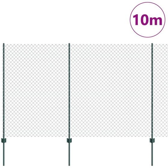 Clôture à mailles métalliques avec poteaux vidaXL, 10 x 1,5 m (L x H)