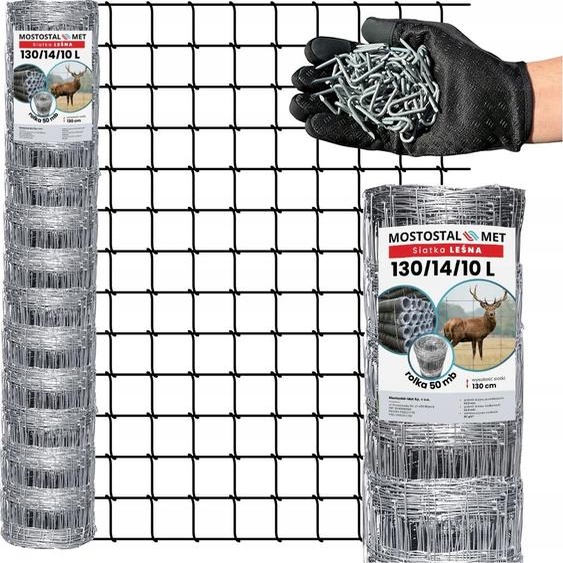 Clôture anti-gibier - Filet anti-gibier - 130 cm - 50 m - Résistant aux intempéries - Léger et durable - Carrés