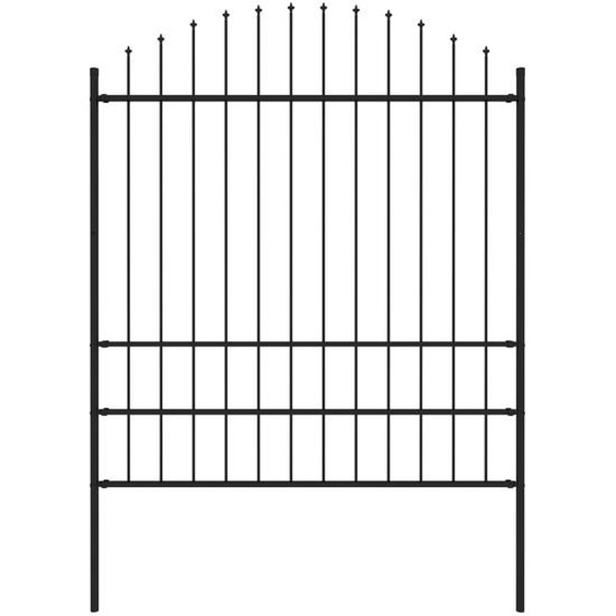Clôture de jardin avec dessus en lance Acier 1,7 m Noir