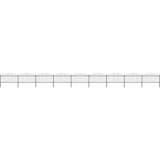 Clôture de jardin avec pointes de lance Acier (1,25 - 1,5) x 15,3 m Noir