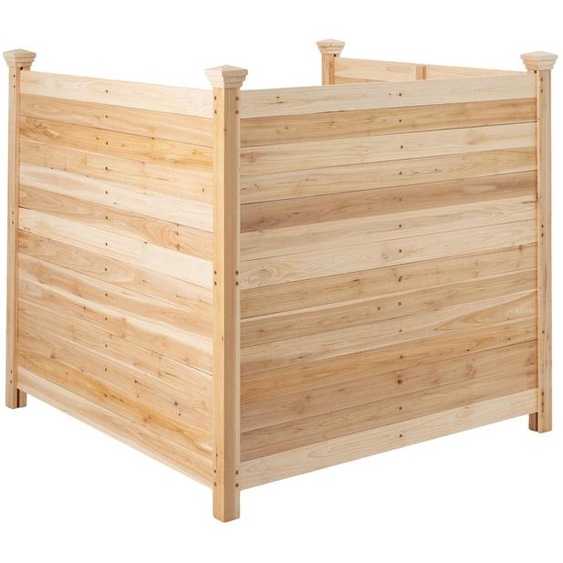Clôture de jardin COSTWAY 3 pièces, clôture à emboîter 119 x 115,5 cm (L x H), clôture brise-vue avec 3 poteaux, clôture décorative en bois pour poubelles, clôture autoportante, aspect naturel