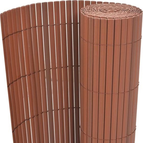 Clôture de jardin double face PVC 90 x 500 cm Marron