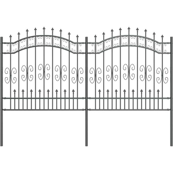 Clôture de jardin grise 240 x 166 cm en acier thermolaqué