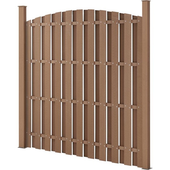 Clôture de jardin WPC Clôture pare-vue Clôture brise-vent Clôture à lamelles 180x(165-180)cm Ronde [nouveau.bois]