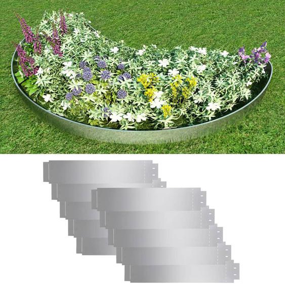 Clôture de pelouse 10 pcs Acier galvanisé 100x20 cm