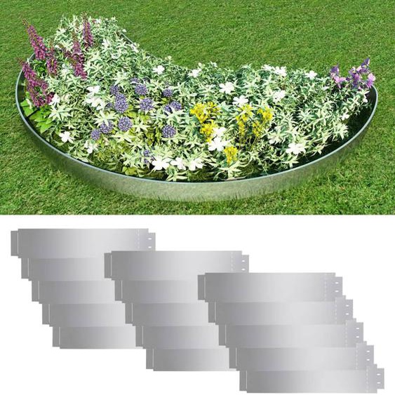Clôture de pelouse 15 pcs Acier galvanisé 100x20 cm