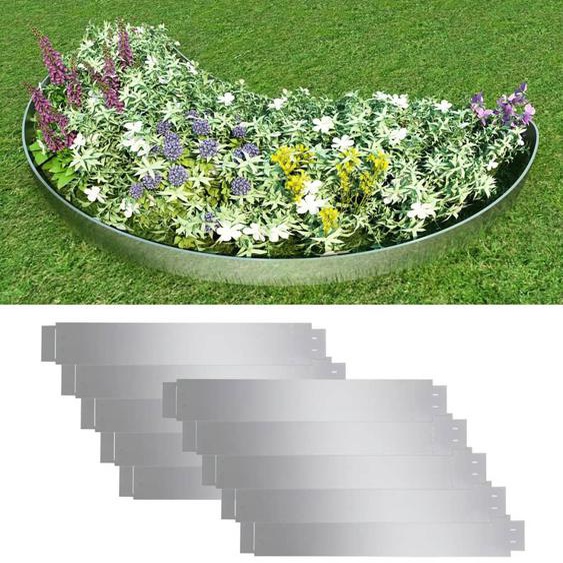 Clôture de pelouse flexible 10 pcs Acier galvanisé 100x14 cm
