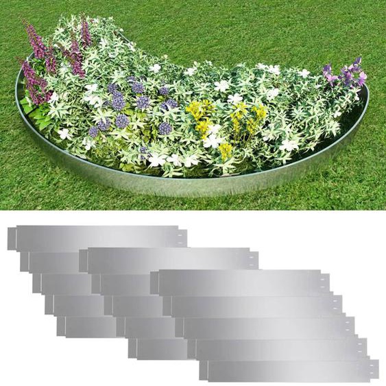 Clôture de pelouse flexible 15 pcs Acier galvanisé 100x14 cm