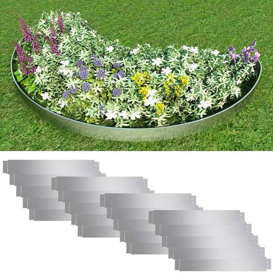Clôture de pelouse flexible 20 pcs Acier galvanisé 100x14 cm
