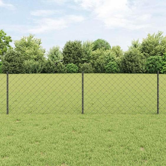 Clôture en fil métallique avec poteaux, 25 x 0,6 m, en acier revêtu de PVC