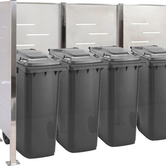 Clôture pour poubelles HWC-J55, habillage pour poubelles Rangement pour poubelles, 150x325x85cm métal ~ inox