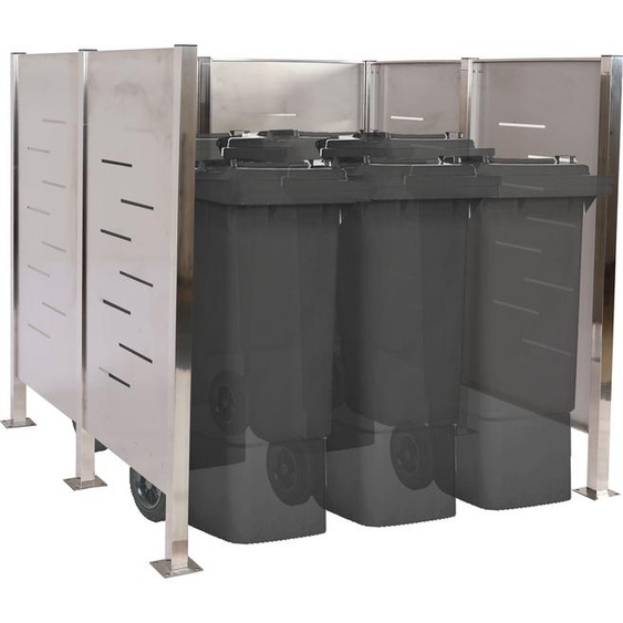Clôture pour poubelles HWC-J55, habillage pour poubelles Rangement pour poubelles, 151x165x165cm métal ~ inox