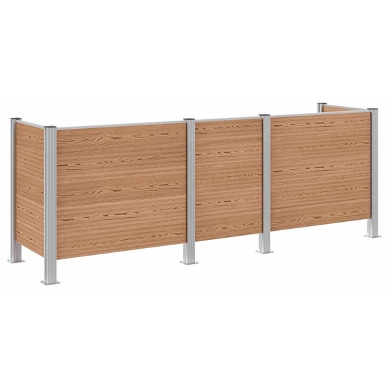 Clôture pour poubelles, marron, 315 x 85 x 115 cm, en aluminium et WPC