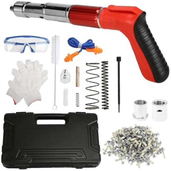 Cloueuse en acier, 5 vitesses, fonctionnement silencieux, chargeur rouge de 100 clous