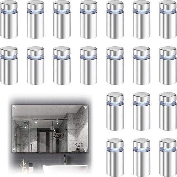 Clous à vis Entretoises en acrylique acier inoxydable - Clous pour présentoirs publicitaires - Pour panneaux publicitaires et verre - 20 pièces