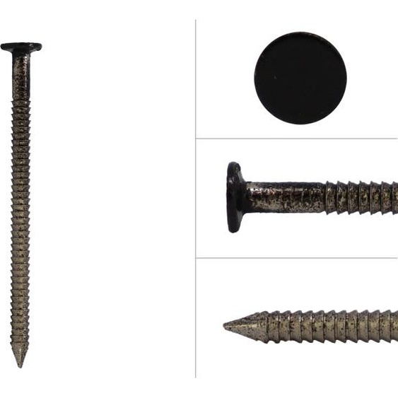 Clous annulaires noirs inox A4 tête plate pour bardage 2.9 x 50 mm - 500 grammes