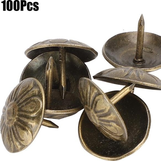 Clous décoratifs, 100 pièces, 16x13mm, motif chrysanthème, vintage, pour meubles rembourrés, décoration, DIY