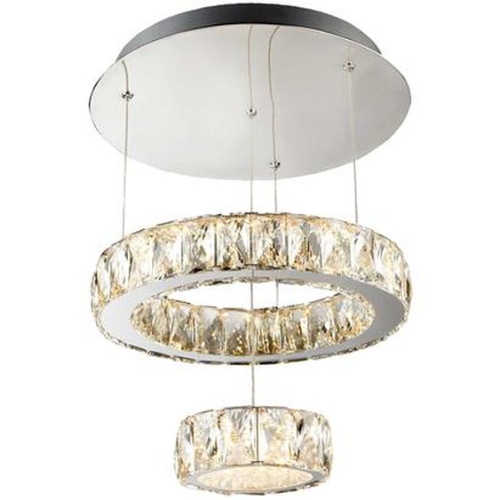 Clover Led 2 niveaux luminaire encastré au plafond, chrome, verre clair