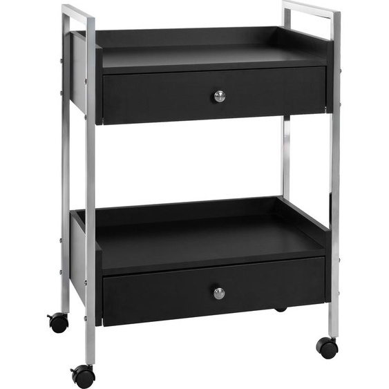 CLP Chariot à ustensiles de luxe sur roulettes avec deux tiroirs,noir