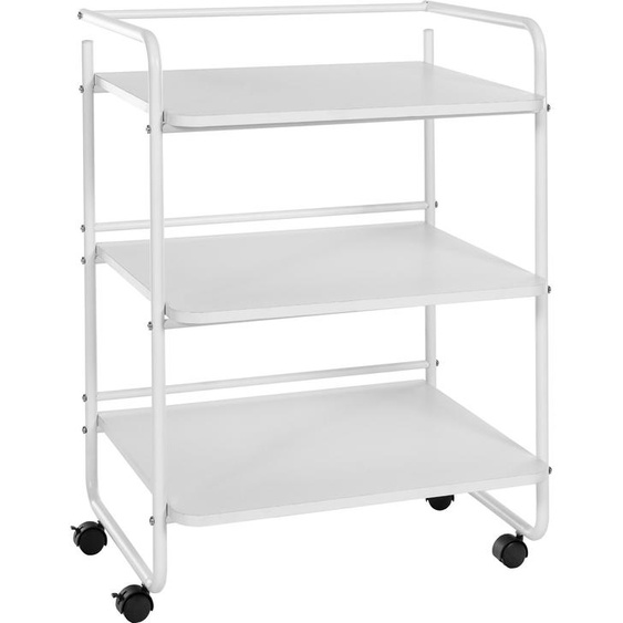 CLP Chariot à ustensiles PL902 avec roulettes et trois étagères,blanc