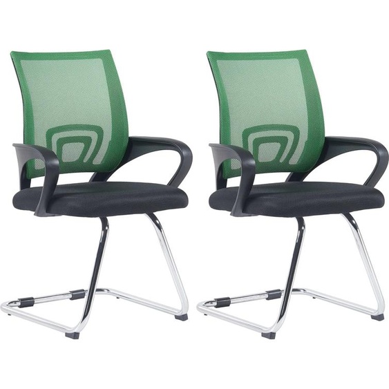 CLP Ensemble de 2 chaises à piètement luge Eureka avec revêtement en maille et accoudoirs,noir