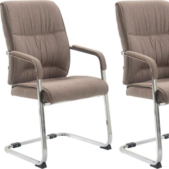 CLP Ensemble de 2 chaises XL Anubis à piétement luge avec accoudoirs,taupe