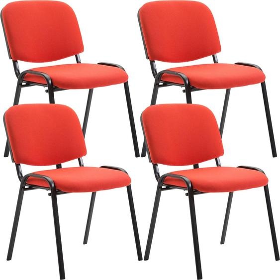 CLP Ensemble de 4 chaises visiteur Ken tissu empilable et design moderne,rouge