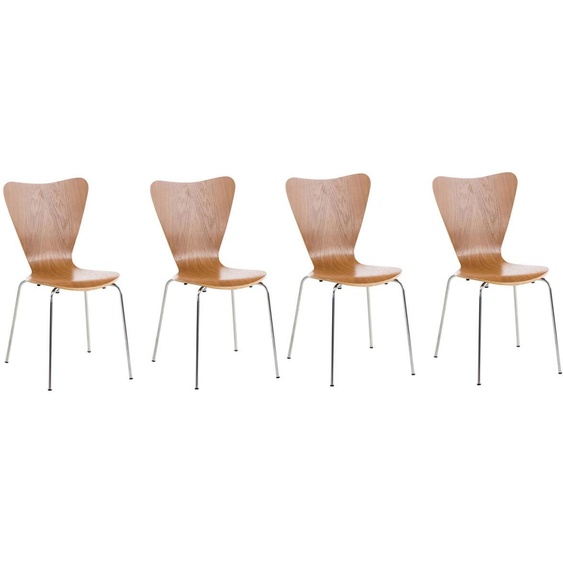 CLP Ensemble de 4 chaises visiteurs Calisto empilables,chêne