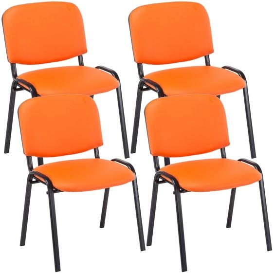CLP Ensemble de 4 chaises visiteurs Ken similicuir empilables et au design moderne,orange