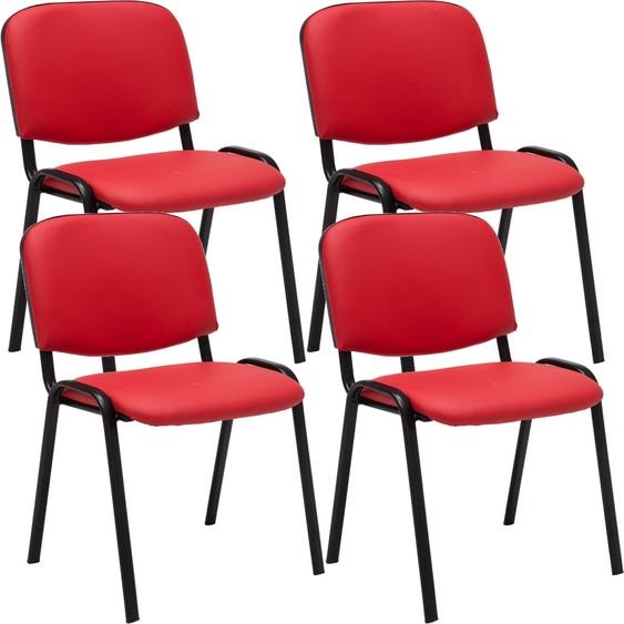 CLP Ensemble de 4 chaises visiteurs Ken similicuir empilables et au design moderne,rouge