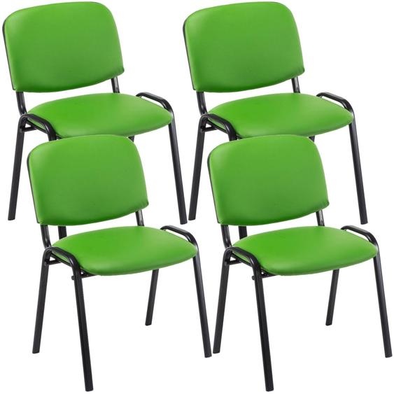 CLP Ensemble de 4 chaises visiteurs Ken similicuir empilables et au design moderne,vert
