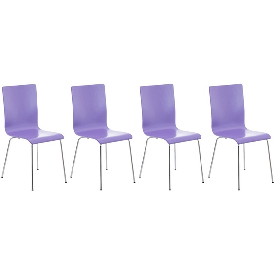 CLP Kit de 4 chaises de bureau Pepe avec assise en bois et structure métallique,violet