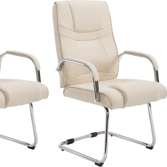 CLP Lot de 2 chaises cantilever Attila tissu avec piètement métal,crème