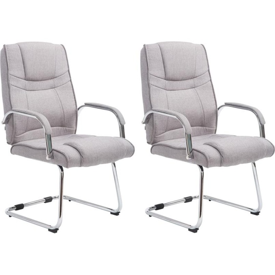 CLP Lot de 2 chaises cantilever Attila tissu avec piètement métal,gris
