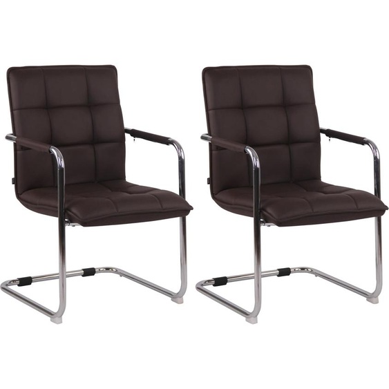 CLP Lot de 2 chaises Gandia similicuir avec accoudoirs,noir chromé