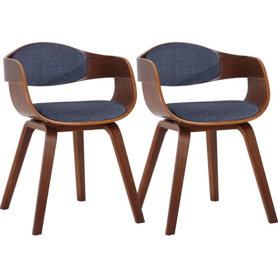 CLP Lot de 2 chaises Kingston Tissu avec rembourrage et structure en bois robuste,noix/gris clair noix