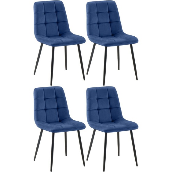 CLP Lot de 4 chaises de salle à manger Antibes Housse en velours pouvant supporter jusquà 150 kg,bleu