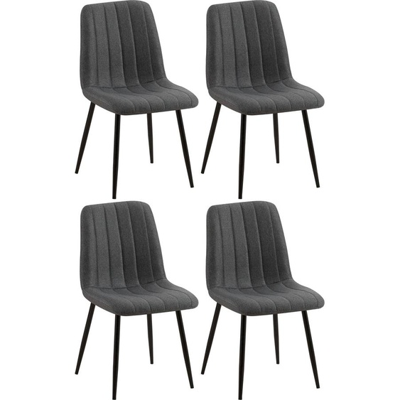 CLP Set de 4 chaises Dijon avec dossier,tissu gris
