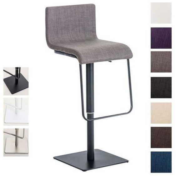 Tabouret de Bar - CLP - Limon - Tissu Polyester - Métal Noir Mat - Réglable en Hauteur