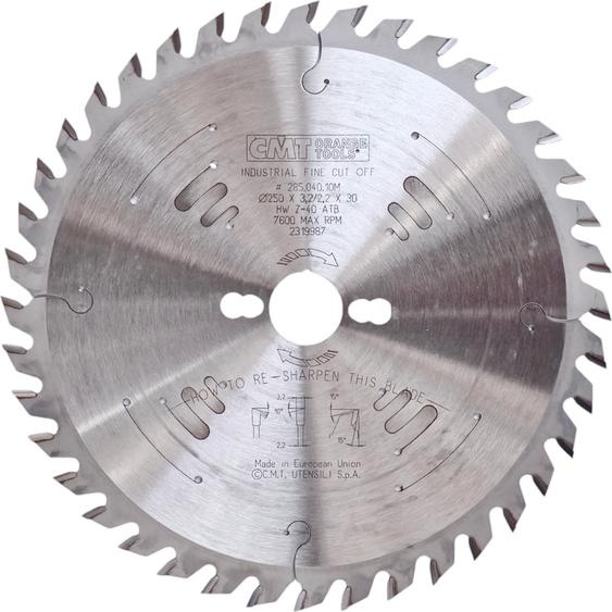 CMT | Lame de scie à bois, tronçonnage ø 250/30 mm Z40 WZ/ATB